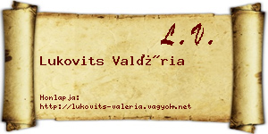 Lukovits Valéria névjegykártya